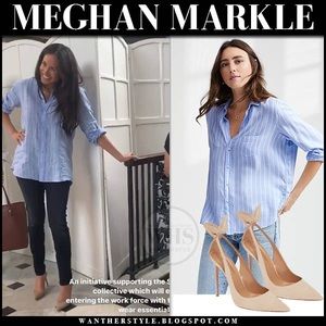 With Nothing underneath shirt ASO Meghan Markle